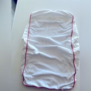 Serena and Lily Change Pad Cover - white velour material with coral/pink piping